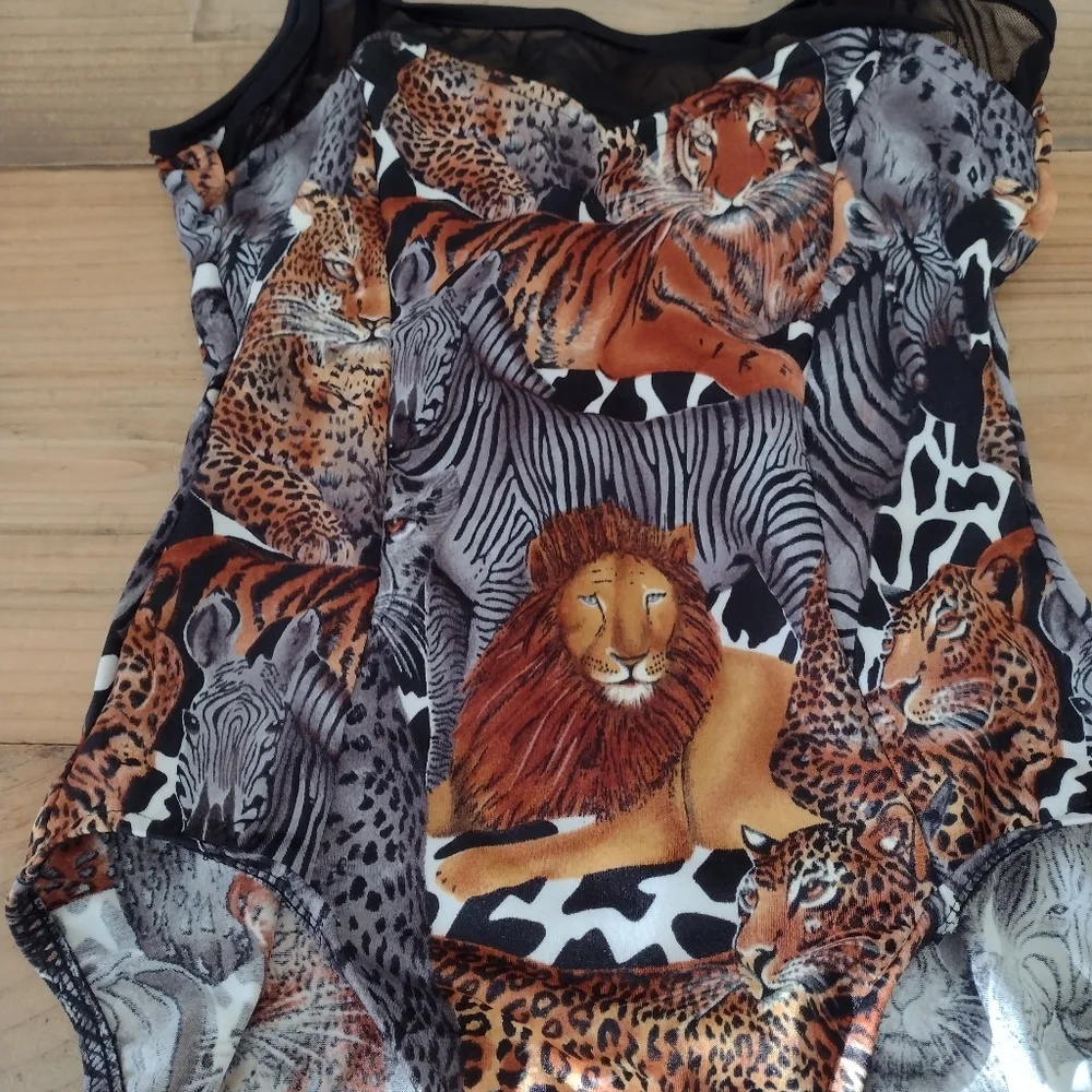 Pacific Connections Swimwear Vintage Big Cat One Piece Swimsuit NEW Fits S-M - Picture 3 of 14